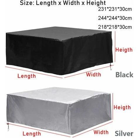 RHAFAYRE Copertura Per Vasca Idromassaggio Quadrata Per Spa, Copertura Per Vasca Da Bagno Da Giardino Rettangolare In Tessuto Oxford 210D Resistente Al Vento E Ai Raggi UV (218x218x30cm,Argento) - immagine 5