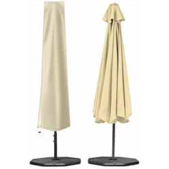 Copertura Per Ombrellone Doppio Strato Impermeabile Resistente Ai Raggi UV Resistente Tessuto Oxford 210D Copertura Per Ombrellone Copertura Per Ombrellone Con Cerniera (1903050cm, Beige)