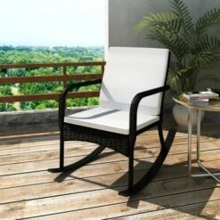 VIDAXL Sedia A Dondolo Da Giardino Nera In Polyrattan