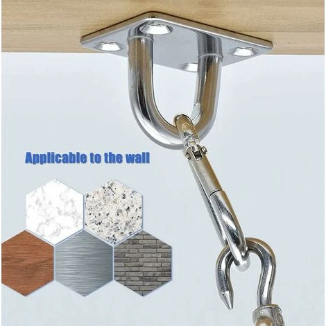 RHAFAYRE 4 Pezzi M5 Piastra Occhiello In Acciaio Inossidabile, Gancio A Soffitto, Gancio A Parete, Fissaggio A Soffitto, Piastra Di Ponte In Acciaio Inossidabile, Per Amaca Altalena Barca - immagine 4