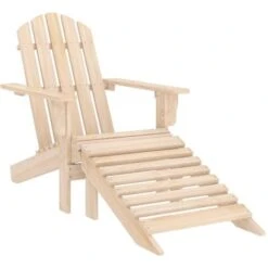 Sedia Da Giardino - Poltrone Da Giardino Adirondack Con Ottomana In Massello Di Abete BV144958 - BonneVie