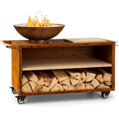 Blumfeldt Savage 2.0 Wide Braciere Con Tagliere In Bambù Incl. Protezione Dalle Intemperie