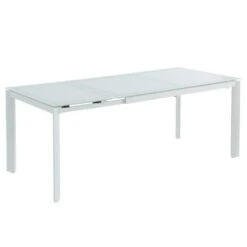 Tavolo Da Pranzo Da Giardino In Alluminio Allungabile Da 4 A 6 Coperti L140/200 Cm Bianco - PALAOS II