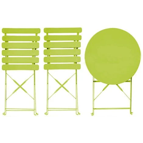 Rebecca Mobili Set Tavolo E 2 Sedie Da Giardino Acciaio Verde Salvaspazio - immagine 3