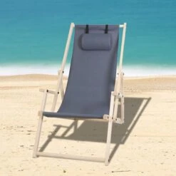 Randaco Lettino Pieghevole In Legno Lettino Pieghevole Lettino Prendisole Sedia Da Giardino Grigio Con Corrimano