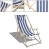 Randaco Lettino Pieghevole In Legno Lettino Pieghevole Lettino Prendisole Sedia Da Giardino Blu Bianco Con Corrimano