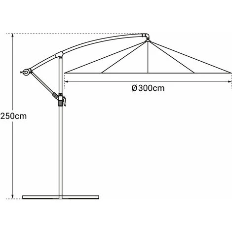 OAHU Ombrellone Rotondo Di 3 M Di Diametro Color Tortora - immagine 4