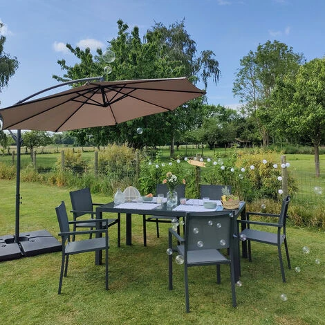 OAHU Ombrellone Rotondo Di 3 M Di Diametro Color Tortora - immagine 5