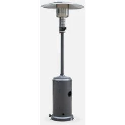 Riscaldatore A Gas Per Esterni 12,5kW - Finlandia - Parasole Regolabile Grigio Con Porta Anteriore E Rotelle