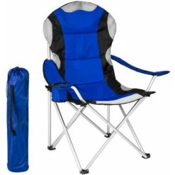 Sedia Pieghevole Campeggio Imbottita Con Borsa Camping Spiaggia Esterno Blu