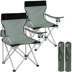 2x Sedie Pieghevoli Da Campeggio Con Borsa Camping Sedia Spiaggia Esterno Grigio
