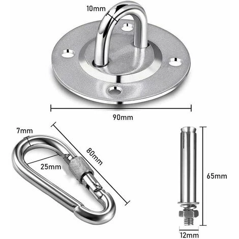 Gancio Per Soffitto In Acciaio Inossidabile, Gancio Di Supporto Per Sacco Da Boxe Con Imbracatura Altalena, Amaca, Imbracatura, Sacco Da Boxe, Carico Di Tether Yoga Fino A 450 Kg - immagine 2