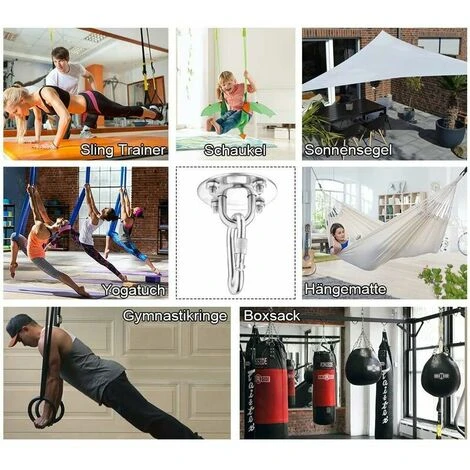 Gancio Per Soffitto In Acciaio Inossidabile, Gancio Di Supporto Per Sacco Da Boxe Con Imbracatura Altalena, Amaca, Imbracatura, Sacco Da Boxe, Carico Di Tether Yoga Fino A 450 Kg - immagine 4