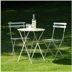 SET BISTROT 2 SEDIE E TAVOLO LEGNO E FERRO BIANCO