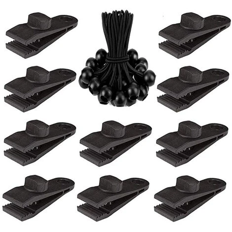 Clip Per Telo, 30 Pezzi Clip Per Tenda A Bocca Di Coccodrillo Clip Per Telo Con Chiusura Stretta Viti Di Serraggio Elastiche Palline Per Telo Corda Elastica Corda Elastica Per Tenda Con Moschettone