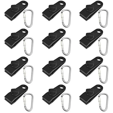 Clip Per Telo, 30 Pezzi Clip Per Tenda A Bocca Di Coccodrillo Clip Per Telo Con Chiusura Stretta Viti Di Serraggio Elastiche Palline Per Telo Corda Elastica Corda Elastica Per Tenda Con Moschettone - immagine 2