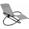 Giantex Sedia A Dondolo Pieghevole 2 In 1, Base A Doppio Anello In Teslin,con Poggiatesta E Supporto Per Bevande, Sdraio Da Giardino,Adatto Per Balcone, Giardino, Cortile, 3 Colori (grigio)