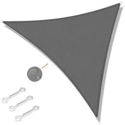 Tenda A Vela Triangolare 5 X 5 X 5m Telo Ombreggiante Protezione Raggi UV Per Esterno, Patio, Giardino - Grigio
