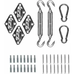 Kit Fissaggio Per Vele Ombra GTA, Kit Accessori Fissaggio Ferramenta In Acciaio Inox 304 Per Tende Da Sole Rettangolari Quadrate E Triangolari