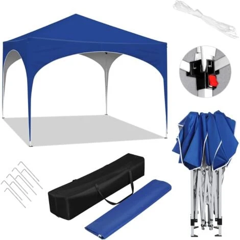 WOLTU Gazebo Pieghevole Da Giardino. Gazebo Impermeabile Pop Up Da 3x3m Con Pannelli Laterali. Tendone Da Esterno. Altezza Regolabile. Protezione UV. Con Custodia.Blu - immagine 4