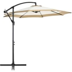 Outsunny Ombrellone Da Giardino A Braccio In Acciaio E Poliestere Con Base A Croce E Presa D'Aria, Ø295x194 Cm
