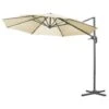Outsunny Ombrellone Da Giardino Decentrato Con Angolazione Regolabile E Girevole A 360°, Ø294x248cm Bianco Crema
