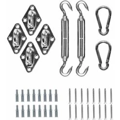 LITZEE Accessorio Per Vela Ombra Kit Di Fissaggio Per Vela Ombra - Kit Accessori Di Fissaggio Hardware In Acciaio Inossidabile 304 Per Vela Ombra, Tessuto Ombra Triangolare, Quadrato