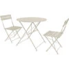 Set Bistrot 2 Sedie Con Tavolino Pieghevole Salvaspazio Salottino Salotto In Acciaio Per Patio Giardino Balcone Veranda Esterno Piscina Terrazzo Arredo Design Retro Industrial Beige