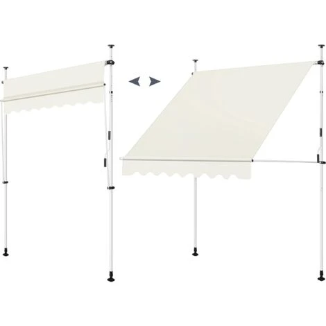 WOLTU Tenda Da Sole Per Esterno. Tenda Parasole Senza Perforazione. Telo Ombreggiante Con Manovella. Altezza Regolabile. Per Balcone. Veranda. Terrazza. 200 Cm. Beige - immagine 3