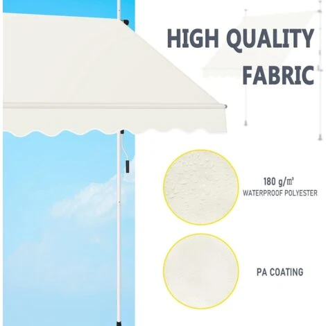 WOLTU Tenda Da Sole Per Esterno. Tenda Parasole Senza Perforazione. Telo Ombreggiante Con Manovella. Altezza Regolabile. Per Balcone. Veranda. Terrazza. 200 Cm. Beige - immagine 4