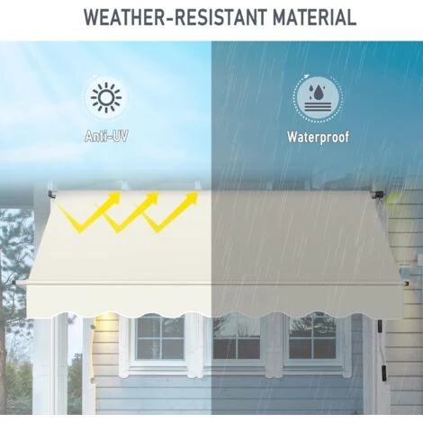 WOLTU Tenda Da Sole Per Esterno. Tenda Parasole Senza Perforazione. Telo Ombreggiante Con Manovella. Altezza Regolabile. Per Balcone. Veranda. Terrazza. 200 Cm. Beige - immagine 5