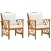 Nova Set Da 2 Robuste Sedie Da Esterni In Legno Di Acacia Con Cuscino Vari Colori Colore : Bianco