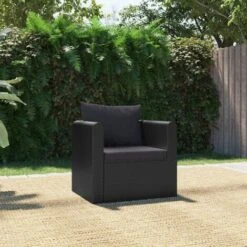 Nova Poltrona Con Cuscini In Polyrattan Nero Per Giardino Design Elegante