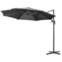 Outsunny Ombrellone Da Giardino Decentrato Con Angolazione Regolabile E Girevole A 360°, Ø294x248cm Grigio