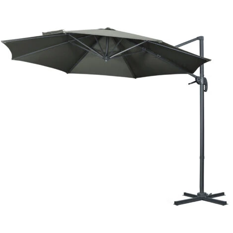 Outsunny Ombrellone Da Giardino Decentrato Con Angolazione Regolabile E Girevole A 360°, Ø294x248cm Grigio