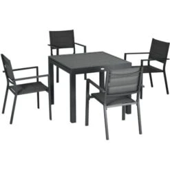 Outsunny Set Da Giardino Con Tavolo Allungabile In Alluminio E 6 Sedie Con Seduta Traspirante, Grigio