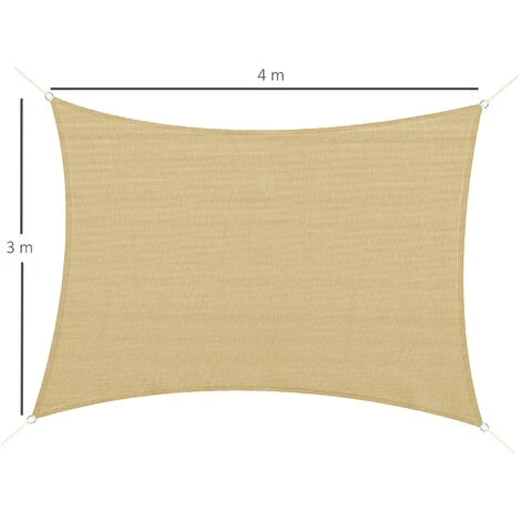 Outsunny Vela Ombreggiante Rettangolare 4x3 M Beige In HDPE Con Accessori E Borsa Da Viaggio Inclusi - immagine 3