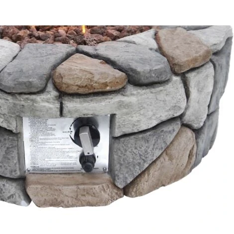 Teamson Home All'aperto Giardino Rotondo Gas Propano Braciere Da Tavolo, Braciere Senza Fumo, Riscaldatore Per Mobili Da Patio, Effetto Pietra Con Pietre Laviche E Copertura - immagine 5