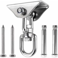 Innovativo Gancio Da Soffitto In Acciaio Inossidabile 304, Portata 500 Kg, Rotazione 360°, Sospensione Per Set In Cemento, Poltrona Sospesa, Lampada Sospesa, Amaca, Yoga, Con 4 Viti Di Fissaggio.