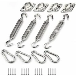 Kit Fissaggio Vele Ombreggianti, Kit Fissaggio Vele Ombreggianti In Acciaio Inox Per Triangolo E Quadrato, Rettangolo, Accessori Fissaggio Vele Ombreggianti (M5)