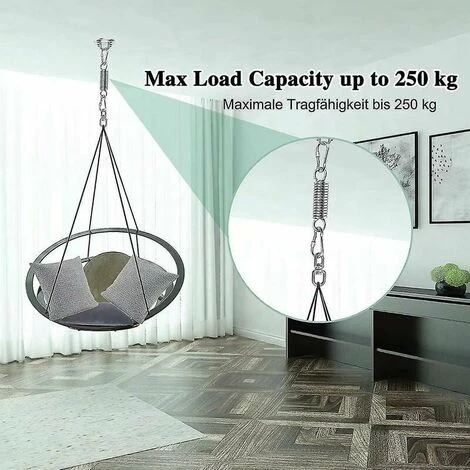 Molla Di Sospensione, Molla In Acciaio, Amaca A Molla Rotante, Con 2 Moschettoni E Girevole 360, Capacità Di Carico Fino A 250 Kg- - immagine 3