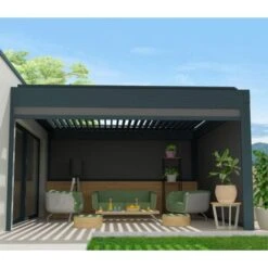 Cassonetto A Scorrimento Per Pergola SPINELLE 3,50x2,50 M (Motorisé à Télécommande - Gris Anthracite - Gris Graphite)