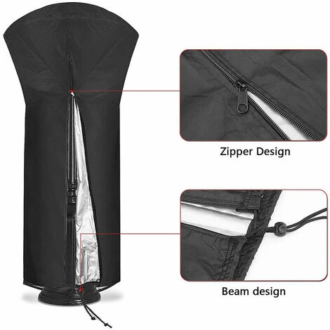 Copertura Per Stufa Da Esterno PU 210D Impermeabile Con Cerniera, Copertura Per Ombrellone Per Stufa Da Esterno Antipioggia E Protezione Solare 221 X 85 X 48 Cm - immagine 3