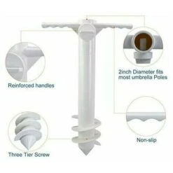 Ombrellone Da Spiaggia Con Ancoraggio Di Sabbia, Portaombrelli Per Impieghi Gravosi, Viene Fornito Con Un Gancio Per Appendere L'ombrellone Da Spiaggia, Taglia Unica Per Venti Forti