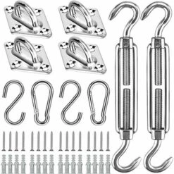 Kit Di Fissaggio Per Vele Ombreggianti. 42pcs 6 Pollici Kit Di Vele Paralume In Acciaio Inossidabile Accessori Di Fissaggio Per Tende Da Sole A Vela Con Paralume A Triangolo Rettangolare