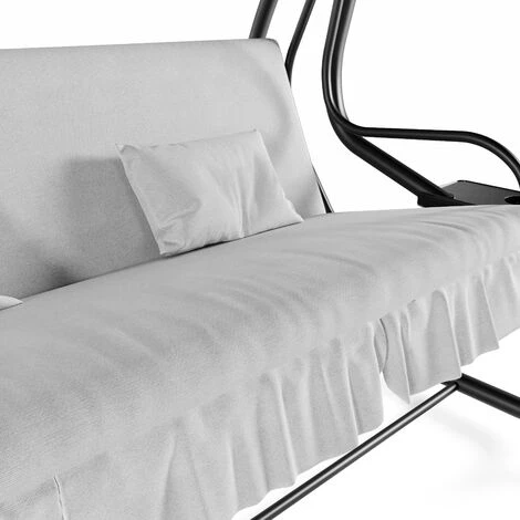 Dondolo 3 Posti Reclinabile Madeira Tettuccio Parasole Regolabile Cuscini Imbottiti Diventa Letto Struttura Robusta In Acciaio Verniciato Giardino Esterno Balcone Terrazzo 200 X 120 X 160 Cm Grigio - immagine 2