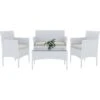 Arreditaly Set Di Mobili Da Giardino Salotto Salottino In Rattan 4 Posti Con Tavolino E Ripiano In Vetro 2 Poltrone E Divano 2 Posti Per Giardino Esterno Piscina Cuscini Sfoderabili (Bianco)