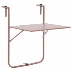 Tavolo Da Balcone Pieghevole - Acciaio - Rosa - 60 X 78 X 86-101 Cm