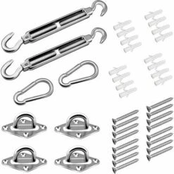 Kit Di Fissaggio Per Vele Ombra, Kit Di Accessori Di Fissaggio Per Vele Ombra In Acciaio Inox Per Tende Da Sole Rettangolari E Triangolari (40 Pz)
