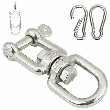 Gancio Per Altalena M8 In Acciaio Inox 304 + 2 Moschettoni Per Altalena M8 Per Sedia Amaca Altalena Appesa Sacco Di Sabbia Corda Per Arrampicata Capacità Di Carico Fino A 300 Kg (tipo M8 OX)